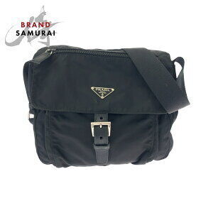 Prada Tessuto triangular logo plate black nylon Shoulder Bag
